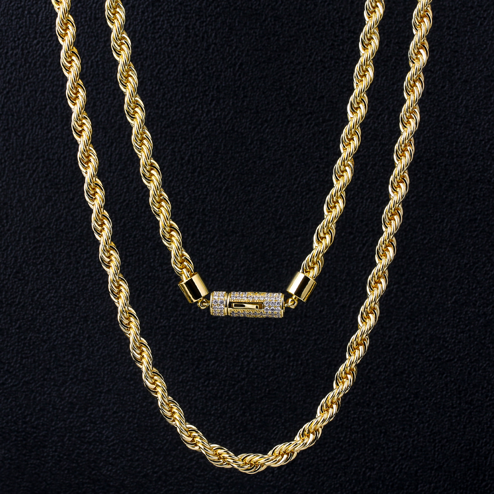 Fashion Street Singapore - DNSCHIC 6mm Twist Thick Necklace Iced