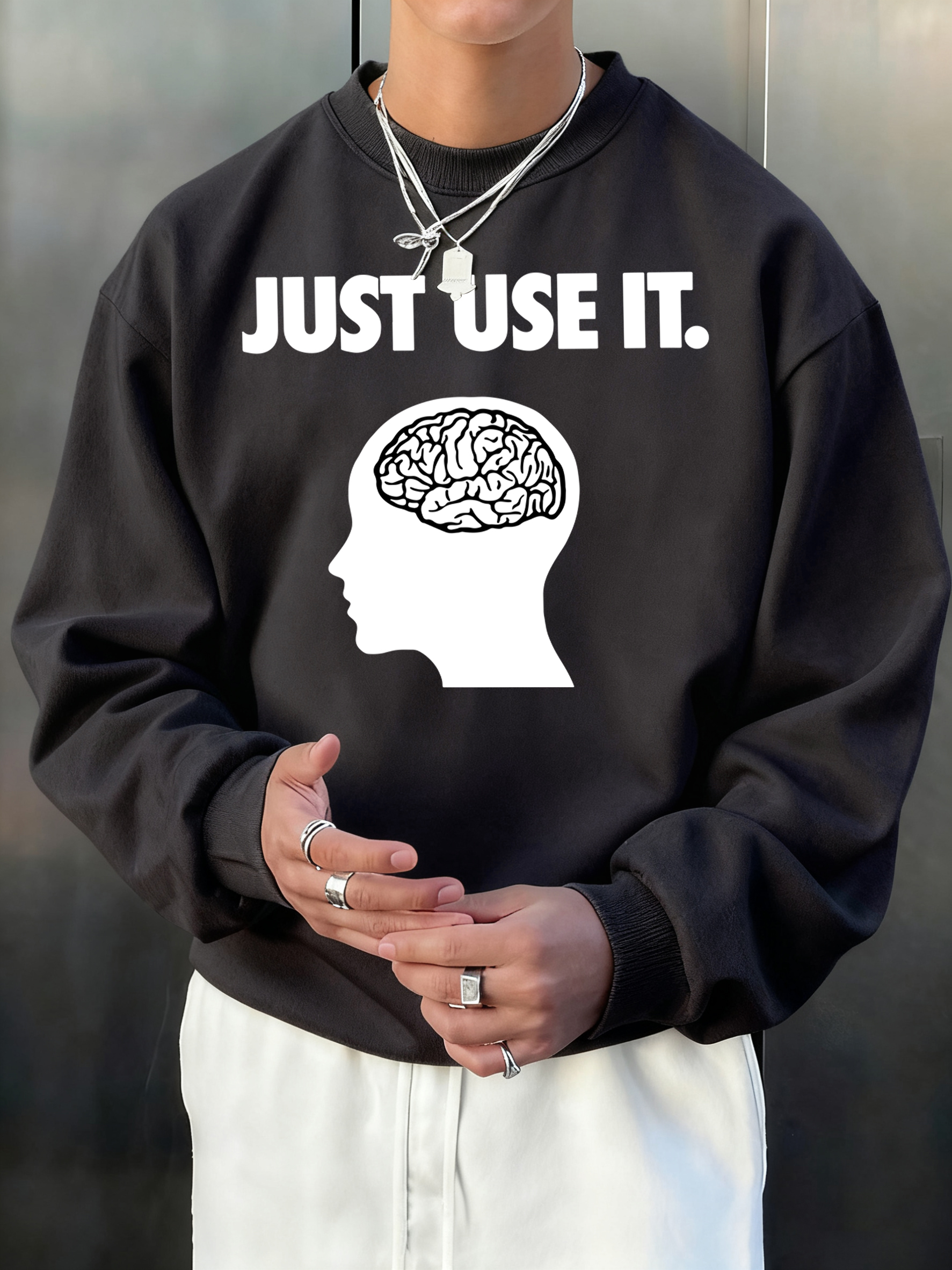 Street Fashion Elements - Brain Just Use It Print Male