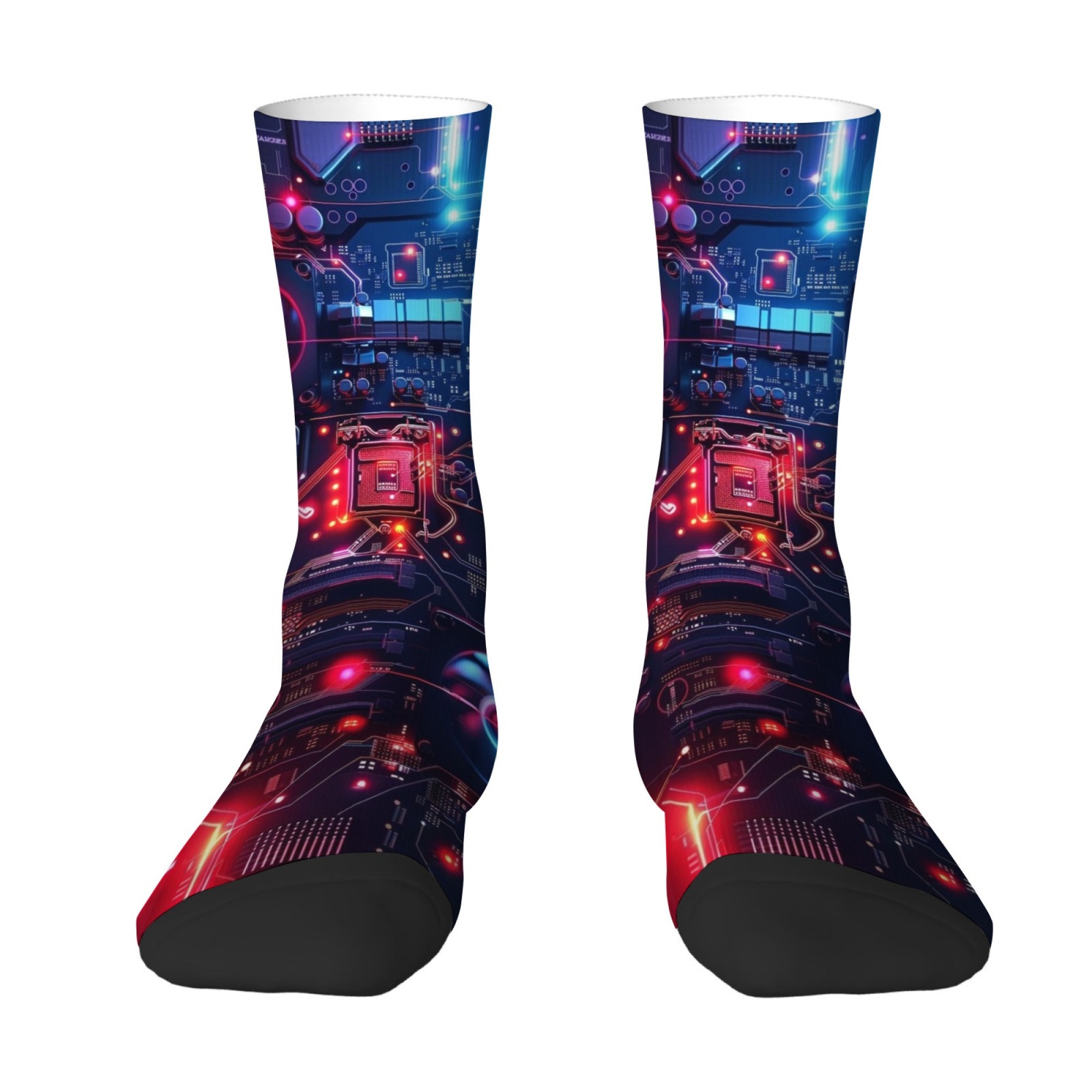 Quirky Street Fashion - Cyberpunk Y2K Style Chip Print Men's