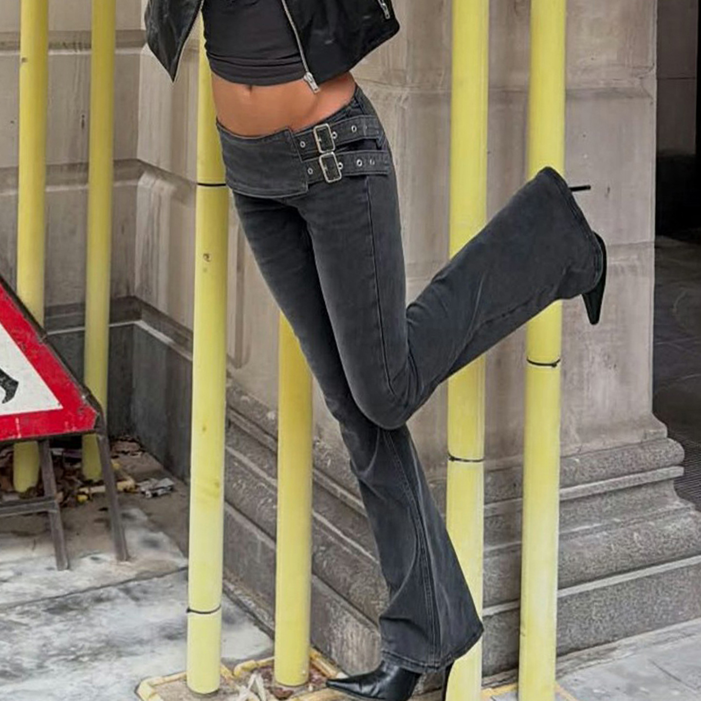 Women's Black Jeans Flare Pant - Fashion Street Yoga recensie en prijs