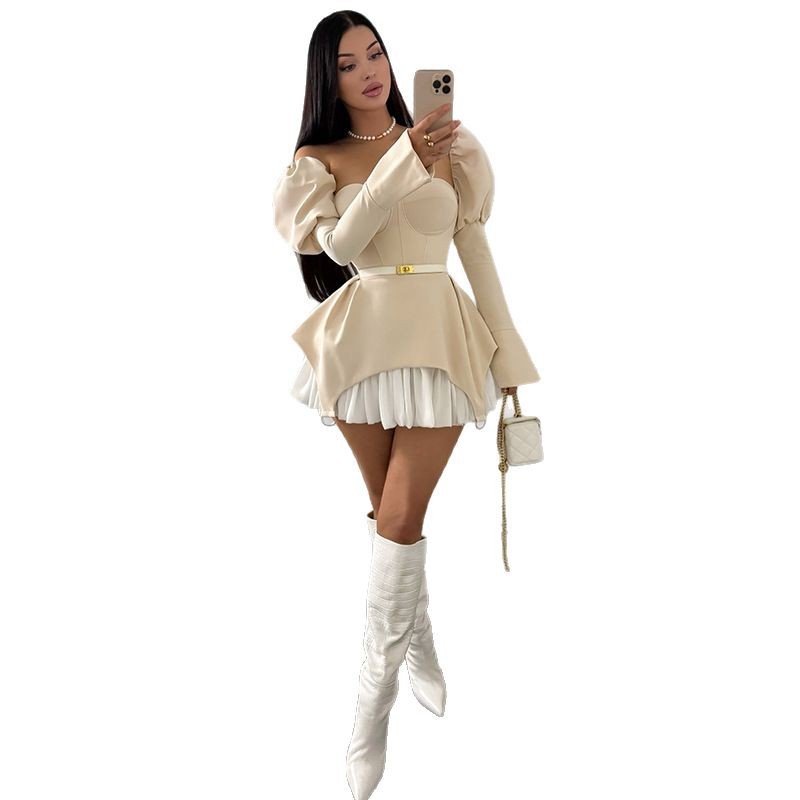 Bubble Sleeve Slim Patchwork S - Guangzhou Street Fashion recensie en prijs