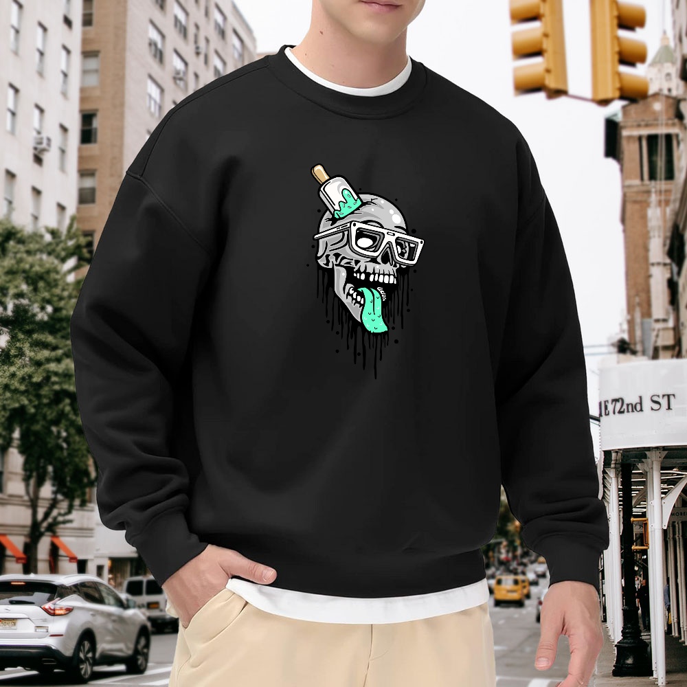 Men's Black Crew Neck Loose Sw - Quirky Street Fashion recensie en prijs