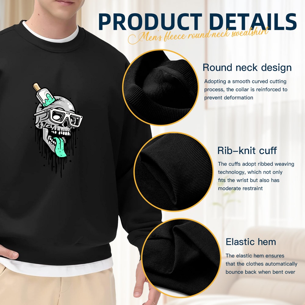 Men's Black Crew Neck Loose Sw - Quirky Street Fashion recensie en prijs